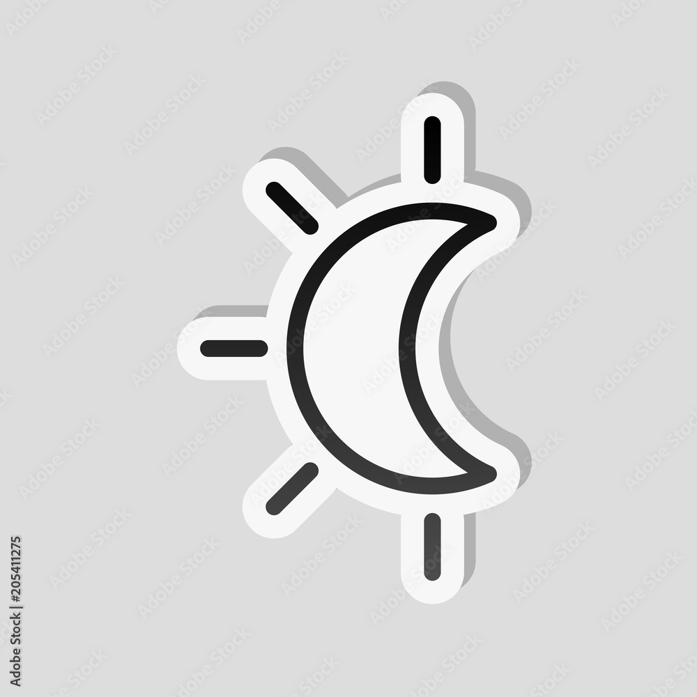 Poster eclipse. simple linear icon with thin outline. sticker style wit