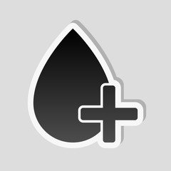 Fototapeta premium drop of blood and medical cross. simple icon. Sticker style with