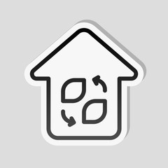 Eco house. Concept logo. Simple linear icon with thin outline. S