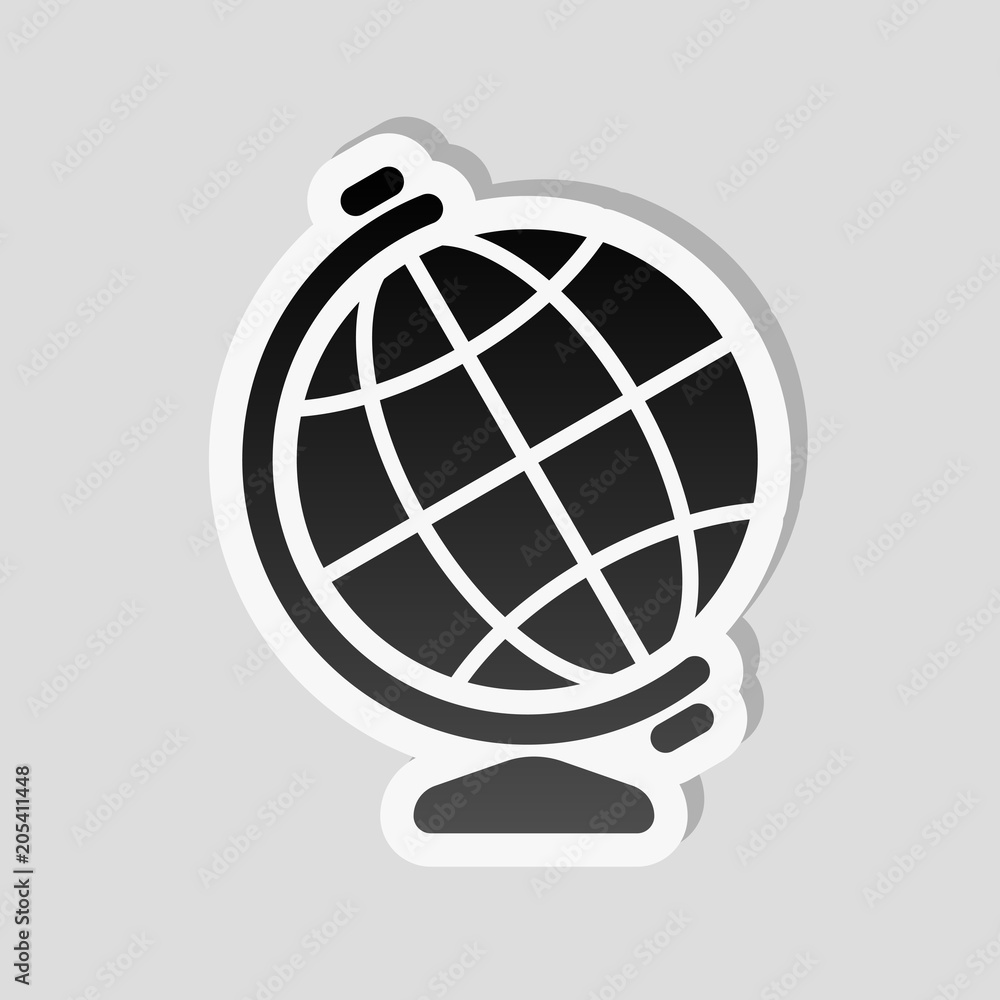 Poster simple globe symbol. sticker style with white border and simple