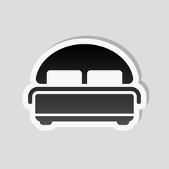 Silhouette of double bed. Double hotel room. Sticker style with