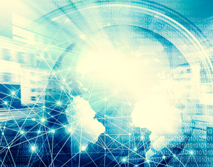 Best Internet Concept of global business. Globe, glowing lines on technological background. Wi-Fi, rays, symbols Internet, 3D illustration