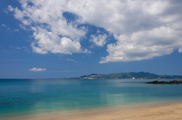 Fototapeta na wymiar Kouki beach in Nago on Okinawa island in Japan. Beautiful turquo