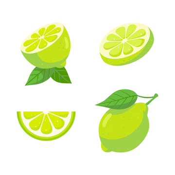 Fresh lime fruit set