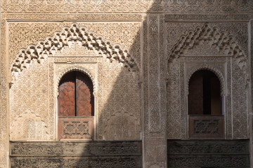 Detail of the architecture of Madrasa Bou Inania, Fez, Morocco