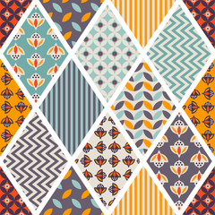 Seamless pattern. Patchwork. Can be used on packaging paper, fabric, background for different images, etc.