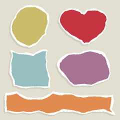 Set of paper stickers with torn edges. Can be used for scrapbook, print, banners or cards and etc.