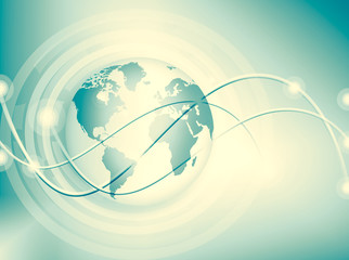 Best Internet Concept of global business. Globe, glowing lines on technological background. Wi-Fi, rays, symbols Internet, 3D illustration