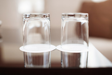 Two empty drinking glasses