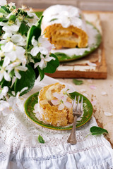 Cinnamon Apple Cake Roll with cream cheese