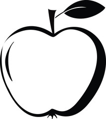 Apple icon in outline style. Vector illustration with Apple isolated on white background.