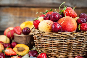 Fresh ripe summer berries and fruits