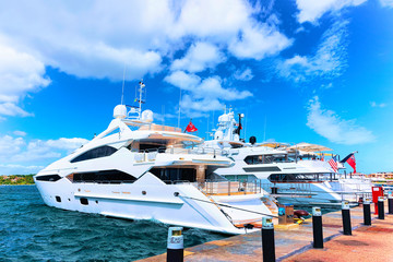 Luxury yachts at marina Porto Cervo Italy
