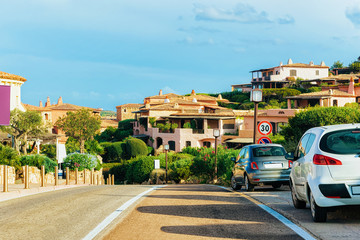 Street in Porto Cervo resort Sardinia Italy