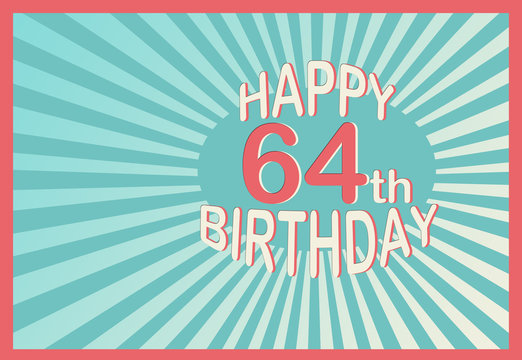 Happy 64th Birthday in cartoon style
