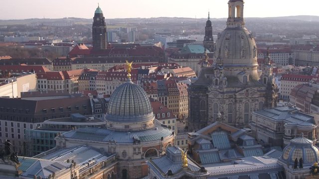 Dresden aerial drone - moving above bautiful city in Germany Saxony 4k