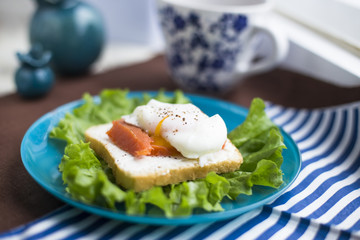Sandwich with egg and salmon