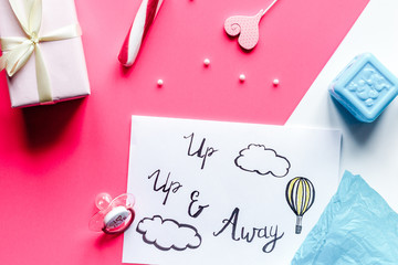 birth child baby shower concept boy or girl top view