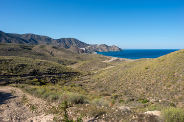 Sea and mountain on the coast of Carboneras, Almeria