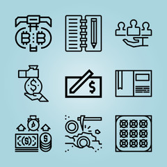 Outline business 9 vector icons set. business icon page symbol for your web site design business icon logo, app, ui. business icon vector illustration, eps10.