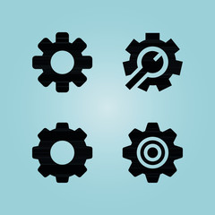 Filled gear 4 vector icons set. gear icon page symbol for your web site design gear icon logo, app, ui. gear icon vector illustration, eps10.