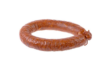 ring sausage on white background