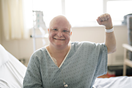 woman in hospital bed suffering from cancer