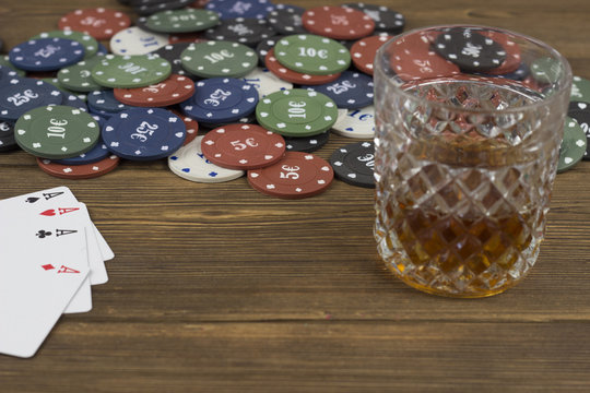 Poker chips card alcohol