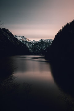 Sunset mountaint moment in the alps at K&ouml;nigssee in 