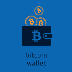 Vector bitcoin wallet with coins