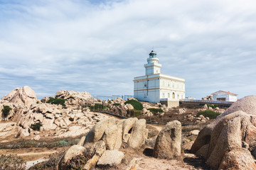 Fototapeta na wymiar Lighthouse Capo Testa Santa Teresa Gallura Sardinia