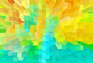 summer abstraction orange, green and yellow tones 3D extrusion illustration