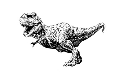 Graphical  dinosaur isolated on white background,vector tyrannosaurus,tattoo © Алексей Воробьёв