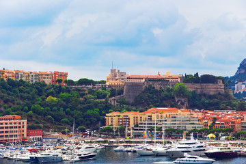 Luxury yachts at Hercule Port in Monaco French Riviera