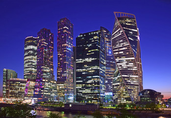 High-rise buildings of the Moscow international business center Moscow-City on the bank of the...