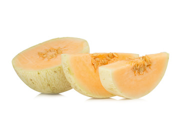 melon(sunlady) slice. half. isolated on white background