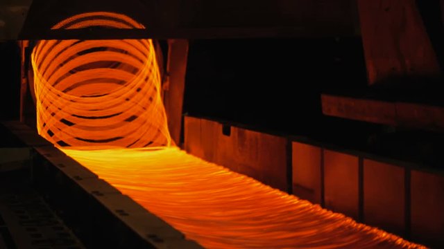 Metallurgical Plant. Wire Rolling Mill Coil Forming Laying Head at Steel Plant