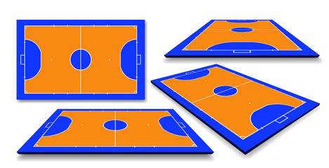Futsal court or field top and perspective view vector illustration