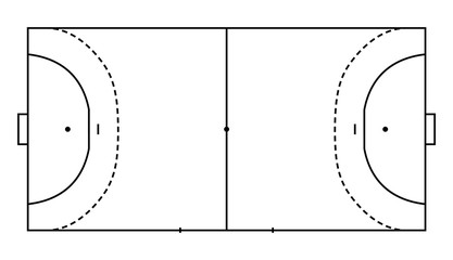 handball field, cort eps10 field top view vector illustration, Line art style