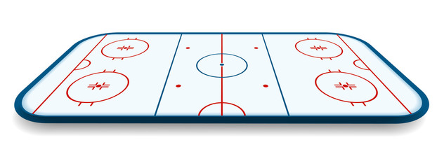 detailed illustration of a icehockey rink, field, court with perspectives, eps10 vector