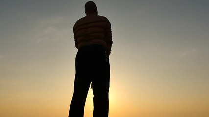 man bondaged in ropes panoramic shot isolated silhouette