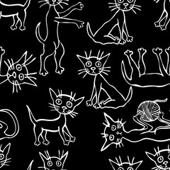 pattern of the drawn kittens