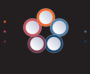 Circles diagram template infographic 5 positions