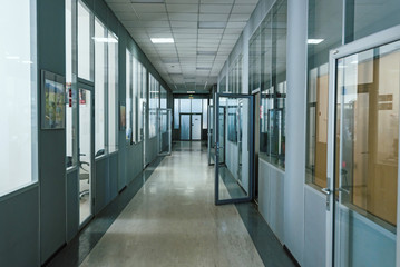Empty corridor in the modern office building
