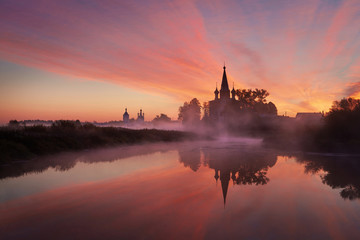Red sunrise in the Ivanovo region