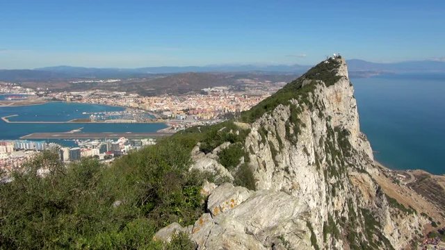 View of the Peak of the Rock of Gibraltar with Port