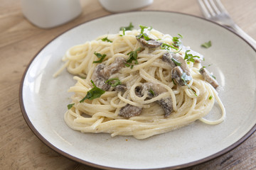 Spaghetti with Mushroom Sauce