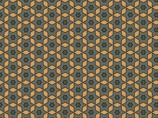 carpet with flowers and stars of yellow and green colors