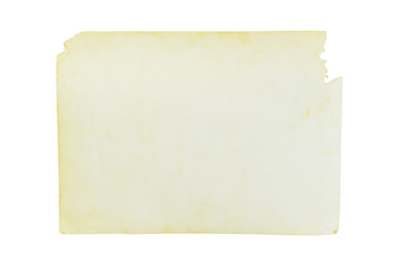 Blank old vintage photo paper isolated on white background.