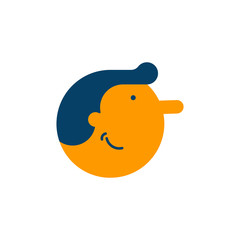 Cheerful face of retro cartoon style. Vector illustration